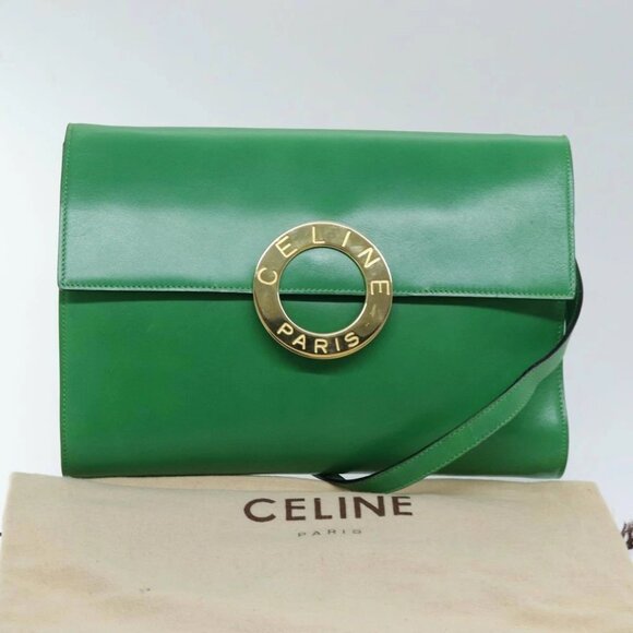 CELINE Shoulder Bag Leather Green Auth 75227AV - Picture 2 of 15